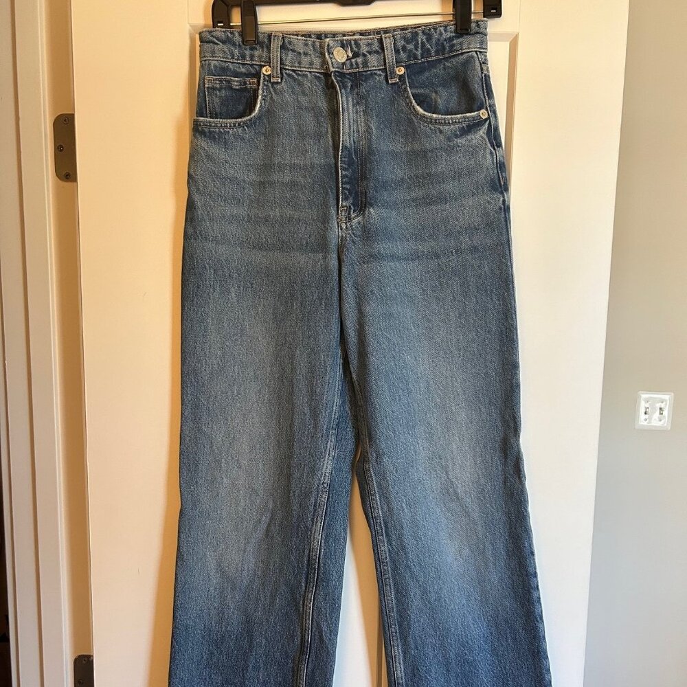 Zara Wide Leg Jeans with Raw Hem